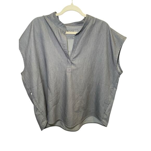 FIGS Women XXL Rafaela Oversized Scrub Top Graphite Grey V-Neck Collared Neck - Picture 3 of 17
